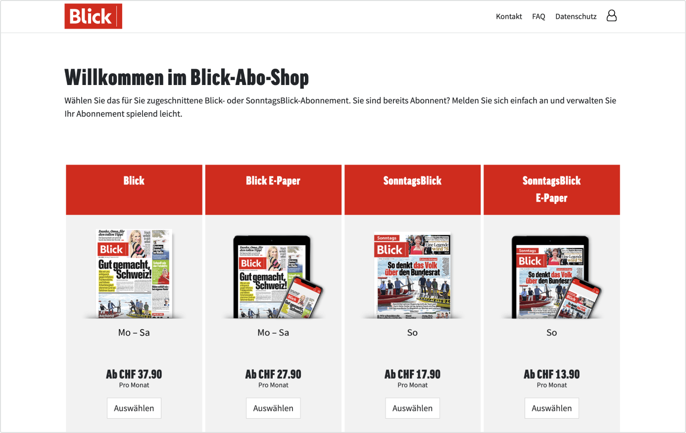 Der BLICK-Online-Kiosk mit effizientem Abo-Management