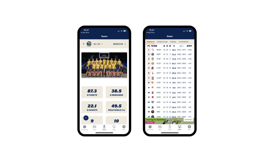 Sportainment-Plattform als iOS und Android App
